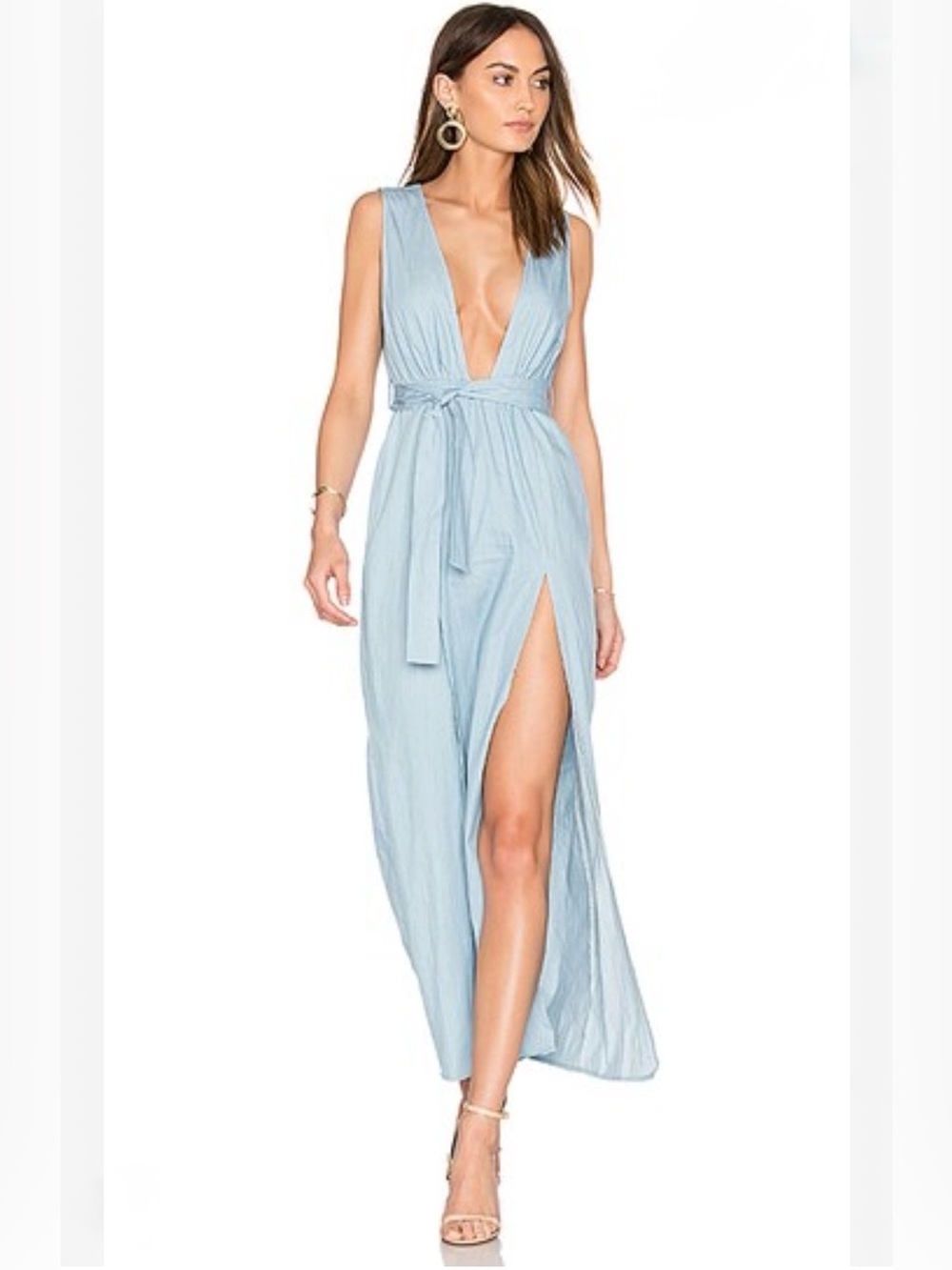 Lioness | Esperanza Chambray Dress w Open Front Panel, S